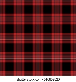 Black, Red And White Plaid Seamless Pattern