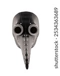 Black retro plague mask isolated on white background. 3d graphic illustration