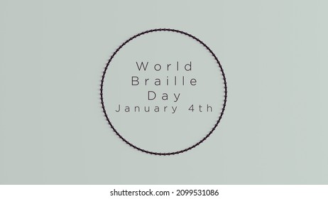 Black Ring Circle Spheres Texture Vintage Art World Braille Day 4 January International Braille Day Text 3d Illustration Render