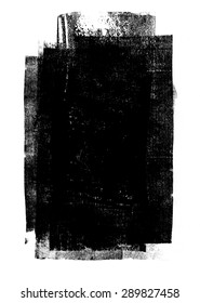 Black rolled ink texture on white background