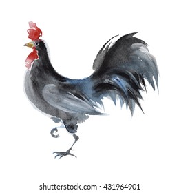 Black Rooster Isolated On White Background Stock Illustration 431964901 ...