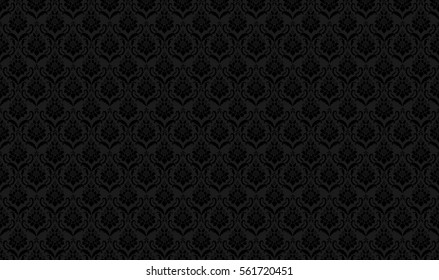 Black Seamless Wallpaper Pattern, Classic Ornament