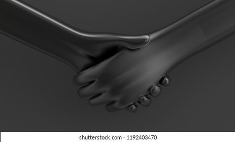 black shake hand 3d rendering