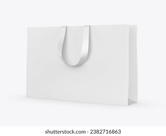Black Shopping paper bag and satin handle mockup. 3d illustration.