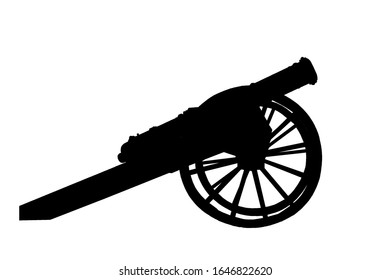 Black Silhouette Ancient Cannon On White Stock Illustration 1646822620 ...