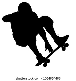 Black Silhouette Athlete Skateboarder Jump Stock Illustration 