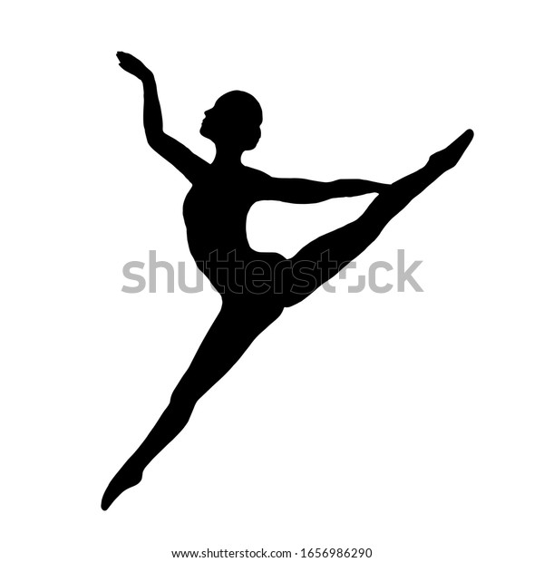 Black Silhouette Ballerina Handdrawn Illustration On Stock Illustration ...