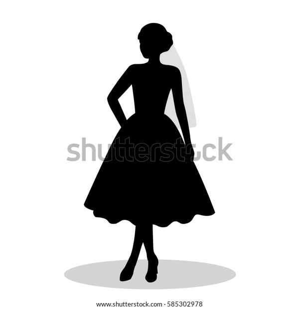 Black Silhouette Bride On White Background Stock Illustration 585302978