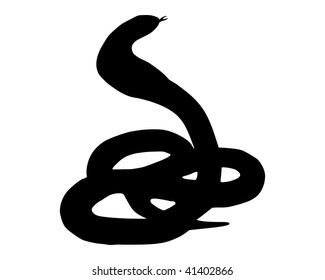 The Black Silhouette Of A Cobra On White