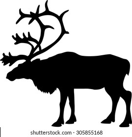 Black Silhouette Of A Deer, Like The Caribou