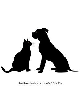 Black silhouette of dog and cat