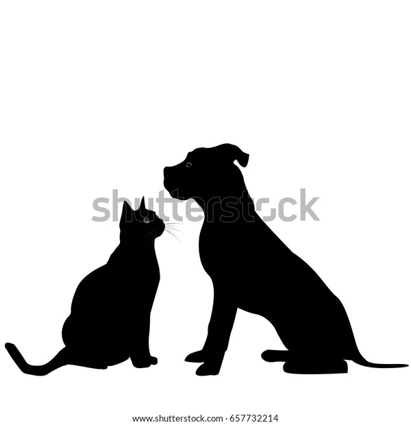 犬と猫の黒いシルエット のイラスト素材