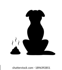 Black Silhouette Of A Dog Sitting And A Turd Lies On The Floor