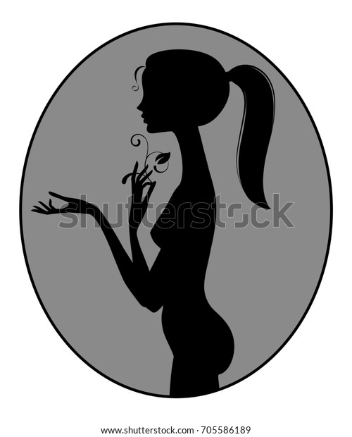 Black Silhouette Fine Naked Girl Standing Stock Illustration Hot Sex
