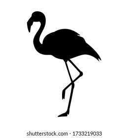 Black Silhouette Three Flamingos On White Stock Vector (Royalty Free ...