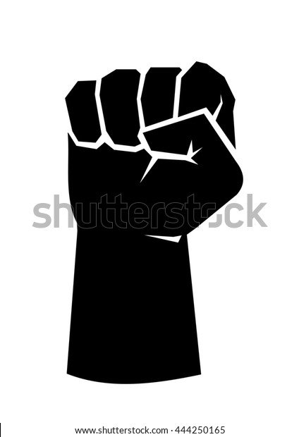 白い背景に指と親指を定義する白い線と男性の拳の黒いシルエット 自由