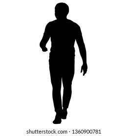 Black Silhouette Man On White Background Stock Illustration 1360900781 ...