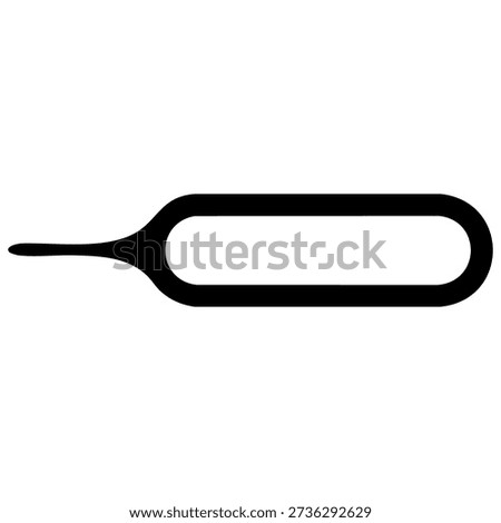 A black silhouette of a rectangular frame with a distinct handle is shown on a white background. resembles a tool or a placeholder for with its clean lines and functional shape.