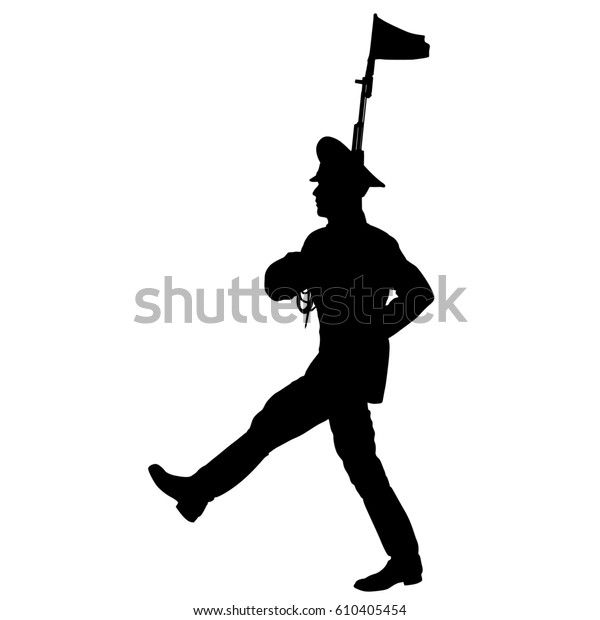 Black Silhouette Soldier Marching Arms On Stock Illustration 610405454 ...