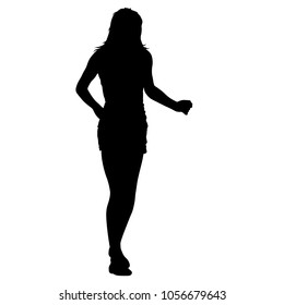 Black Silhouette Woman Standing People On Stock Illustration 1056679643 ...