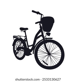 Black silhouette of a woman's bicycle isolated on a white background - Powered by Shutterstock