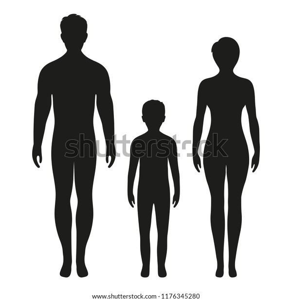 Black Silhouettes Man Woman Child On Stock Illustration 1176345280 ...