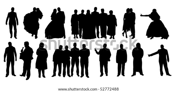 Black Silhouettes People Stock Illustration 52772488