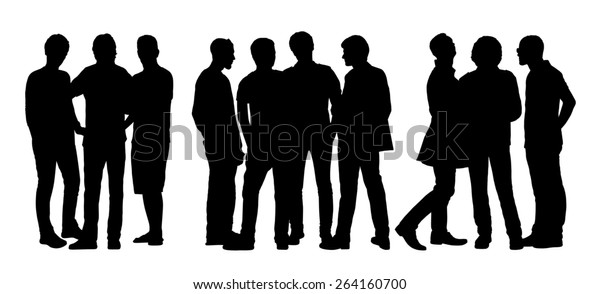 Black Silhouettes Three Groups Different Men Stock Illustration 264160700