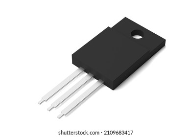 Black silicon transistor mockup close up isolate 3d rendering