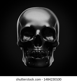 Black Skull On A Black Background. 3d Render