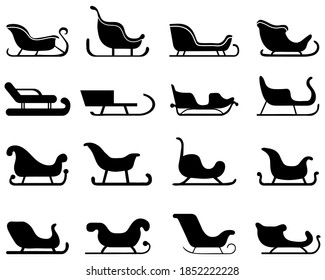 Black Sleigh Silhouettes On White Background Stock Illustration ...