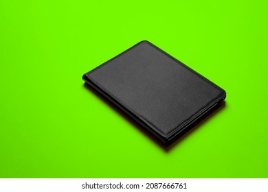 Black Smart Pad Cover Mockup Black Leather Material with Flat Colorfull Background Template Real Photography