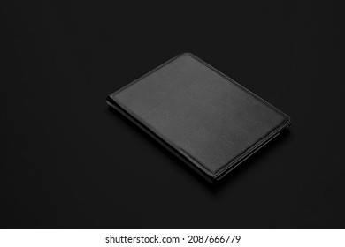 Black Smart Pad Cover Mockup Black Leather Material with Flat Colorful BacgroundTemplate