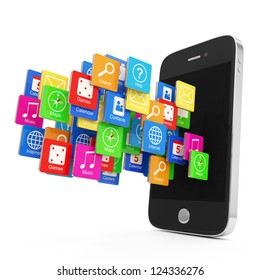 Black Smartphone Cloud Application Icons Isolated Stock Illustration ...