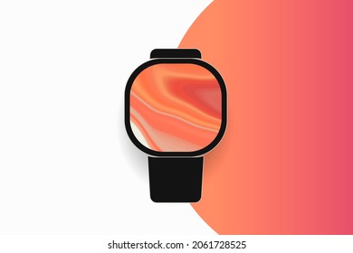 Black smartwatch, blank rectangle screen, health tracker device illustration