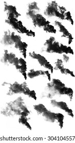 The Black Smoke Isolated On White Background