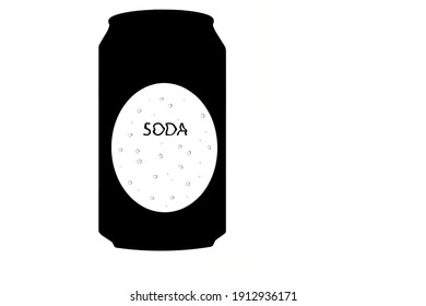 A Black Soda Can Silhouette, Isolated Over White.