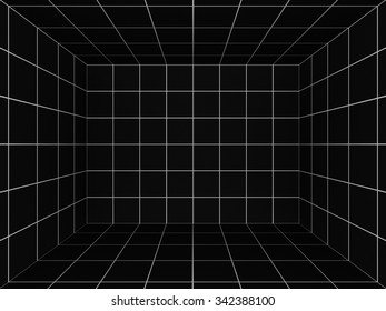 Black Space With Perspective Grid , 3d