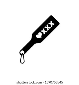 Black Spanking Paddle Icon Isolated On White Background. Fetish Accessory. Sex Toy For Adult.  