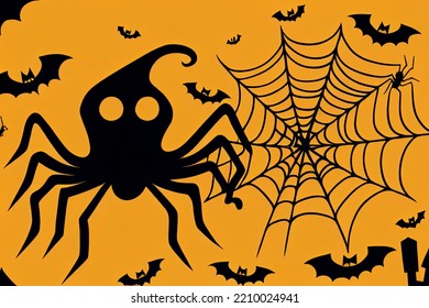 Black Spider And Bald Smiles On A Halloween Wallpaper