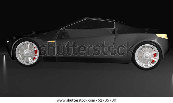 Black sport car - side\
view