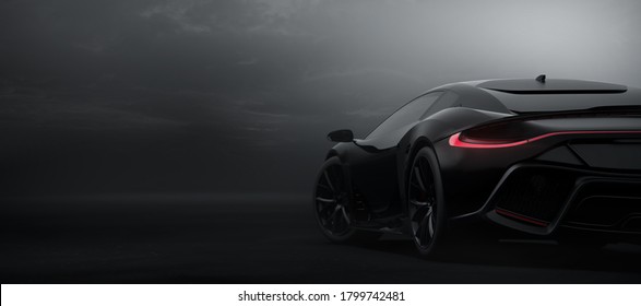 Black Sports Car Rear View Nonexistent Stock Illustration 1799742481 