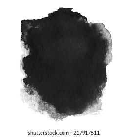 Black  spot, watercolor abstract hand painted textured background isolated on white 