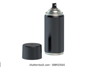 Black Spray Paint Can Isolated On White Background