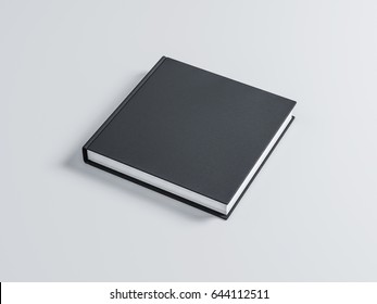 Black Square Book Mockup With Textured Cover. 3d Rendering