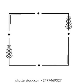 A Black Square Frame with Plant Pattern and Dots