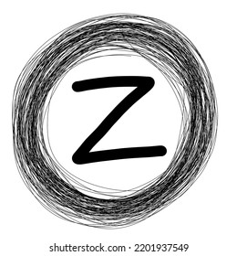 Black Squiggle Circle Border Z Inital Monogram