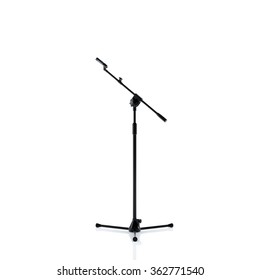 Black Stage Microphone And Stand Isolated On White