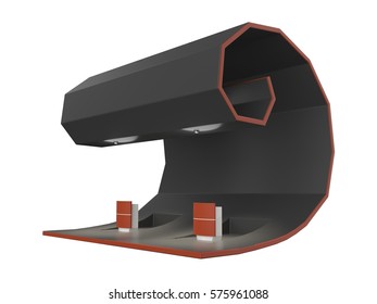 Black stand stall. 3D rendering
