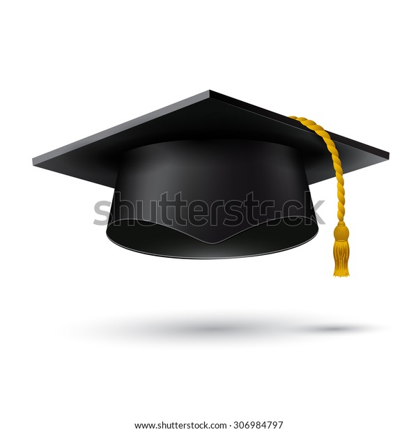 Black Student Hat Isolated On White Stock Illustration 306984797